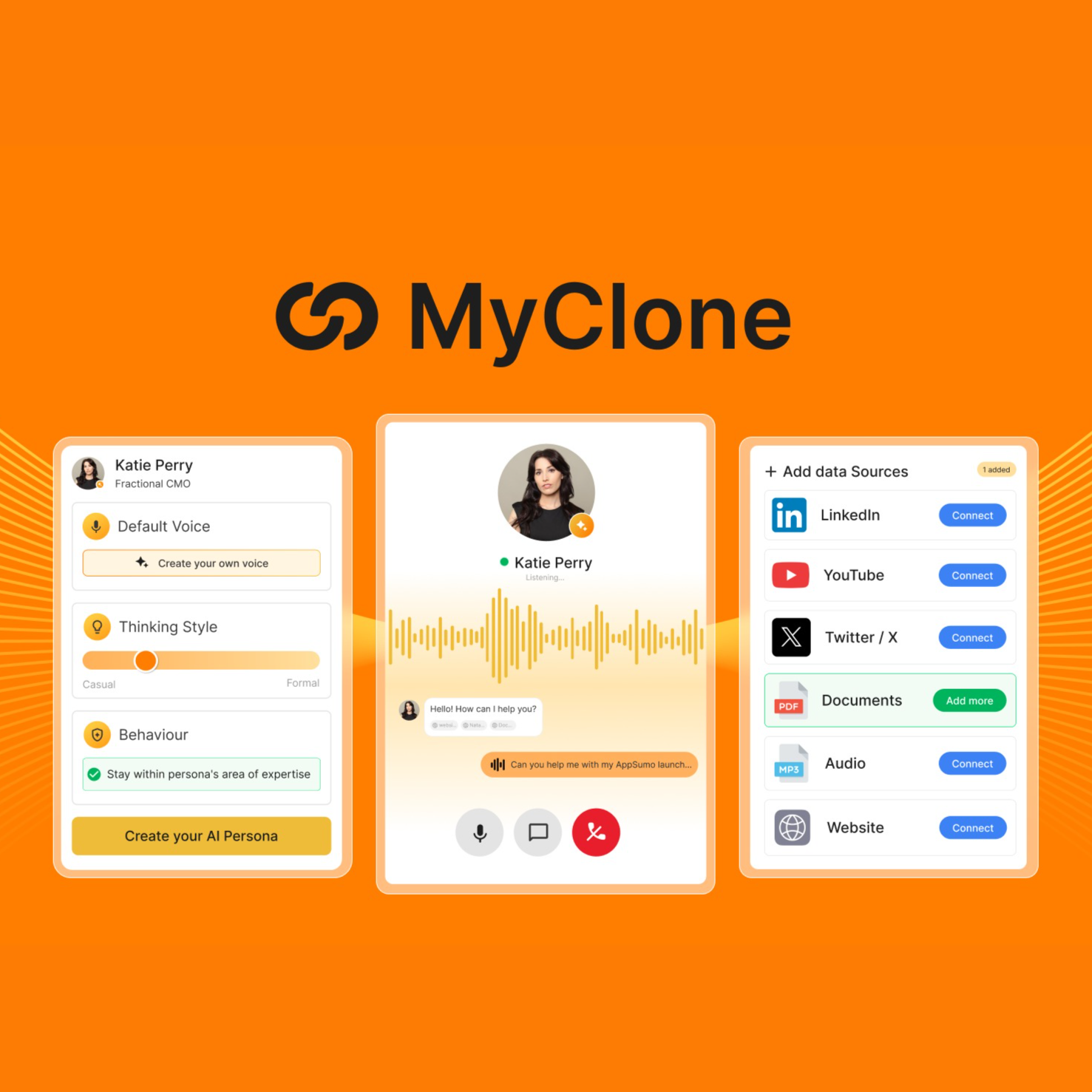 MyClone - Turn your expertise into a AI assistant | AppSumo