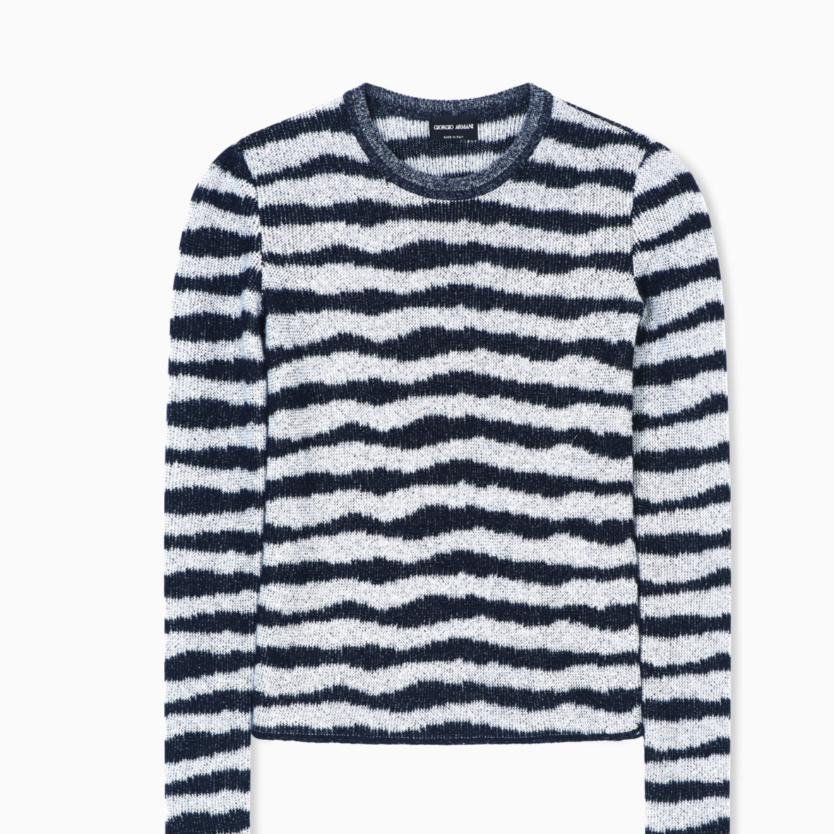 Pull ras-du-cou en cachemire et soie à rayures