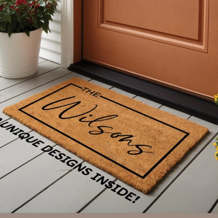 Housewarming Gift Home Decor, Personalized Door Mat with Family Name, Wedding Gift for Couples, Custom Welcome Doormat w/ Anti-Slip Backing