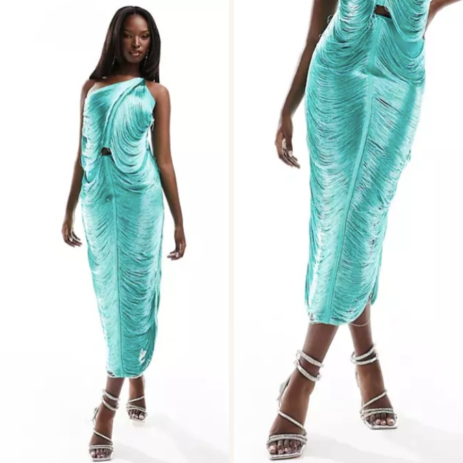 Rare London fringe midi skirt co-ord in turquoise | ASOSSearch