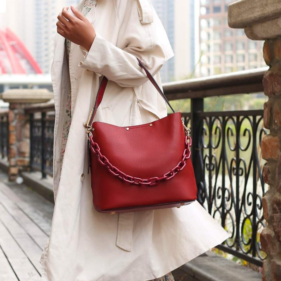 Chain Vegan Leather Hobo Bag