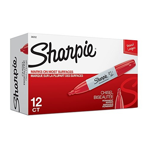 Sharpie Marker Permanent, Chisel Tip Permanent Marker Chisel, 12 Pack, Red Ink (38202) : Amazon.ca: Office ProductsPlay Icon