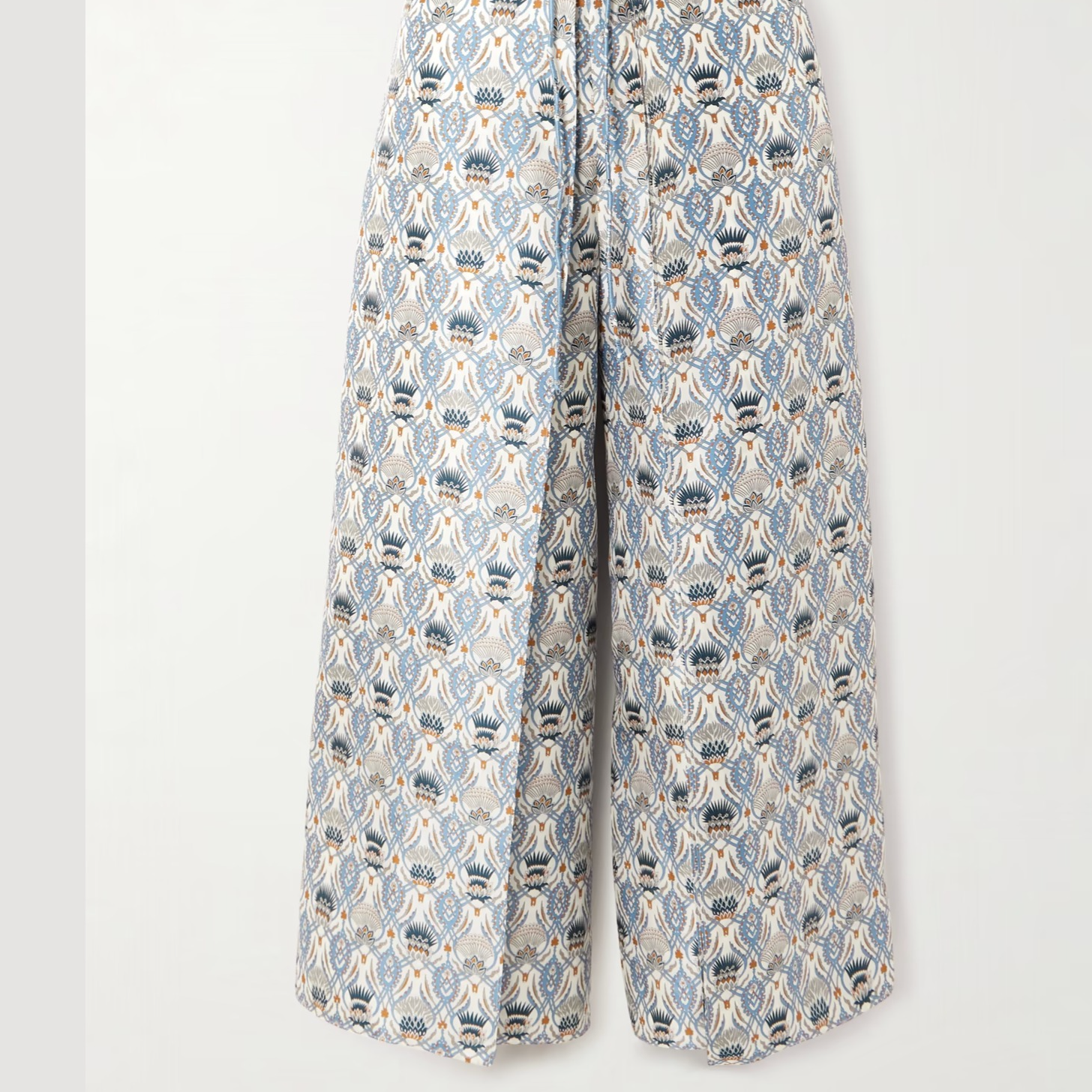 LORO PIANA Maynard cropped layered printed silk-satin wide-leg pants