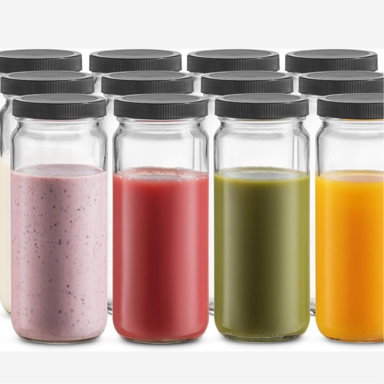 Travel Glass Drinking Bottle Mason Jar 16 Ounce [12-Pack]