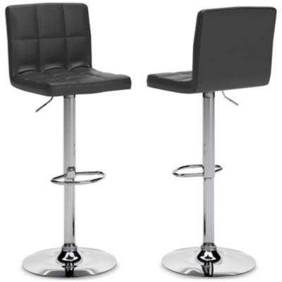 Bellatier Adjustable Height Bar Stool with Tufted Back (Set of 2) (Set of 2)