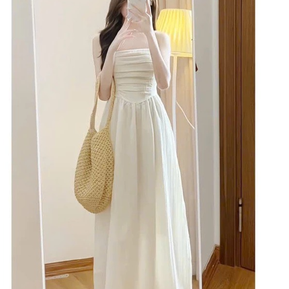 váy hai dây nữ cup ngực dáng dài đầm maxi nữ xếp ly ngực bánh bèo V264 SUTANO