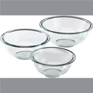 Pyrex Smart Essentials 3-Piece Prepware Mixing Bowl Set, 1-Qt, 1.5-Qt ,and 2.5-Qt Glass Mixing Bowls, Dishwasher, Microwave and Freezer Safe