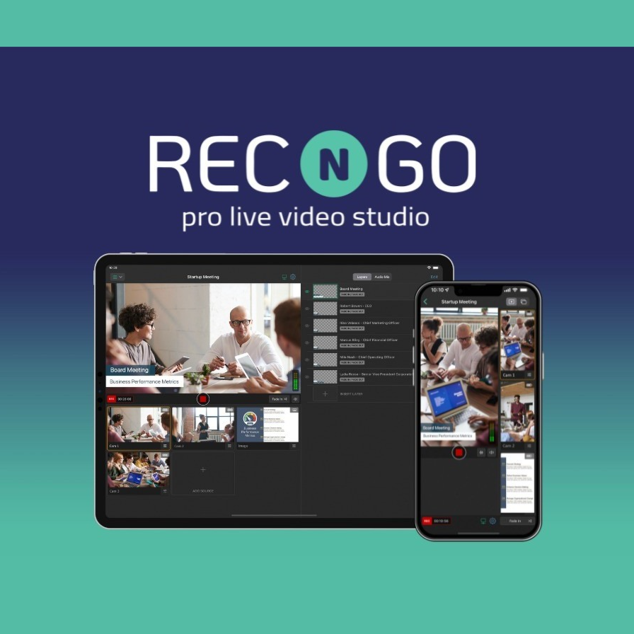 RECnGO - Livestream and record multi-camera videos using up to 12 devices at once