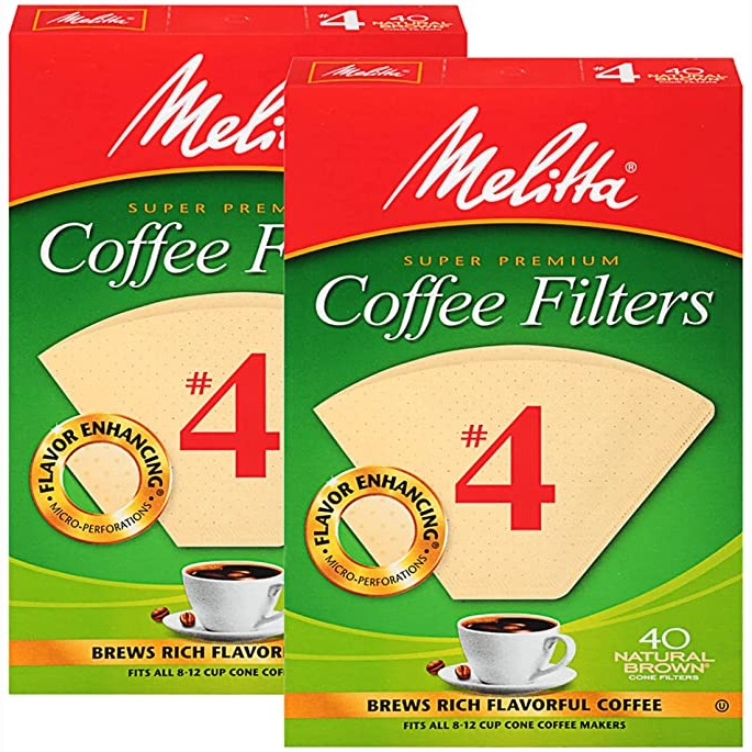 Melitta Cone Coffee Filters with Measure Markings No. 4 White 40 Count Pack of 2 (80 Filters Total) : Amazon.ca: Home